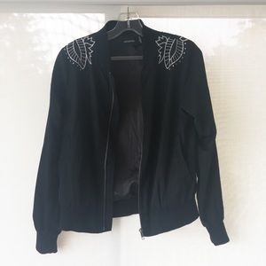 Embroidered Black Bomber Jacket